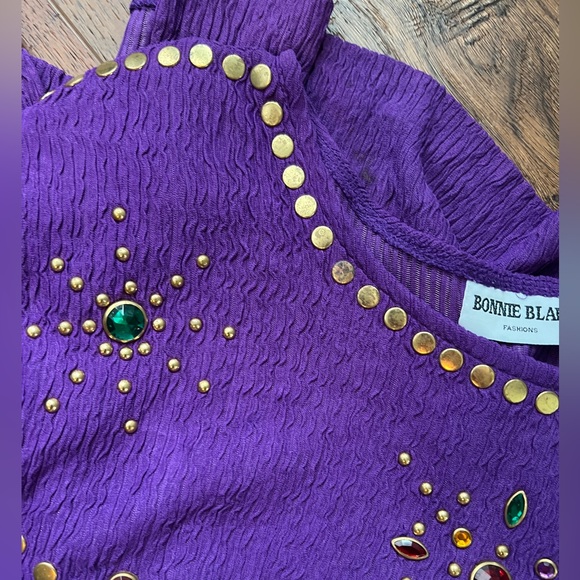 VINTAGE VTG Bonnie Blair Fashions Purple Gemstone Boho Bohemian Festival DressXL - Picture 7 of 9